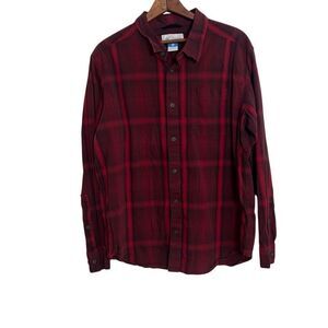 Columbia Plaid Performance Long Sleeve Button Down Shirt Red Size Large